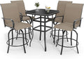 5 PCS Outdoor Bar Set with Outdoor Bistro Table and Chairs Set of 4, Bar Height by LuyFuitre