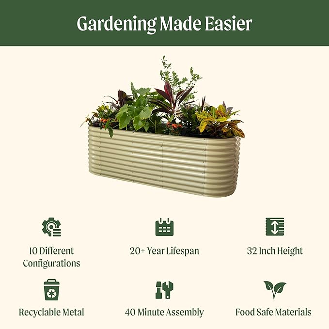32" Extra Tall Raised Garden Bed Kits, 2.5 x 9.5 x 2.7ft Deep Root 10 in 1 - Image 2