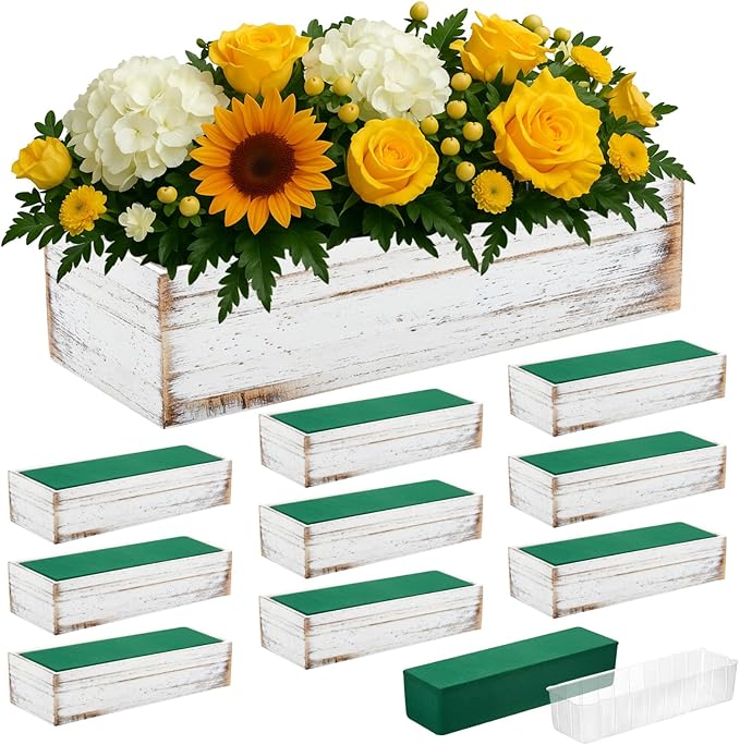 Dandat 10 Set Rectangle Wooden Planter Wood Boxes by Dandat