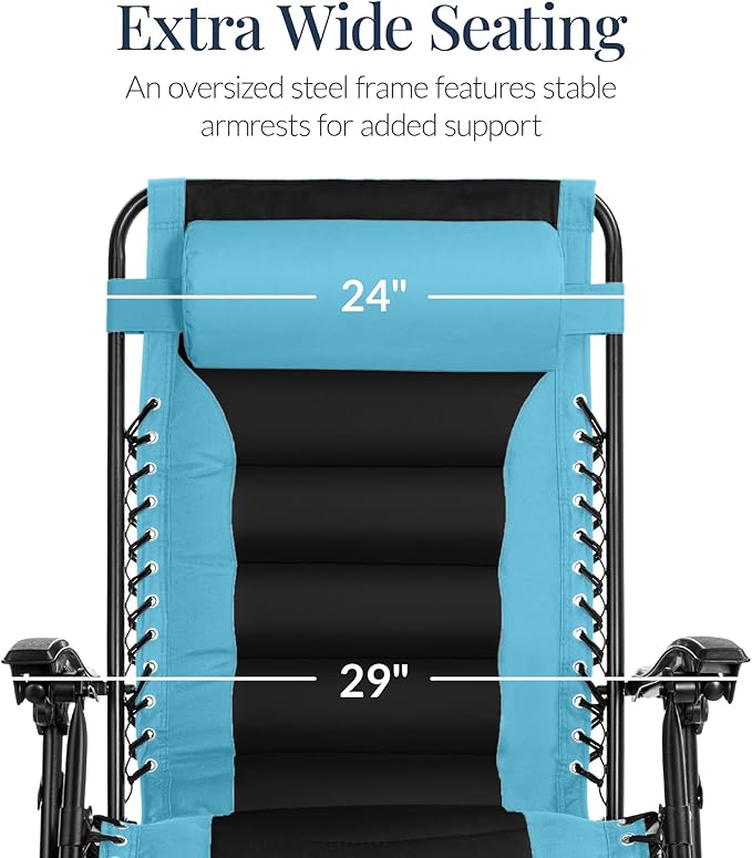 Best Choice Products Oversized Padded Zero Gravity Chair, Folding Outdoor Patio - Image 4