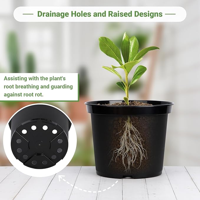 GREANER Plant Nursery Pots, 10 Inch Round Sturdy Garden Pots - Image 4