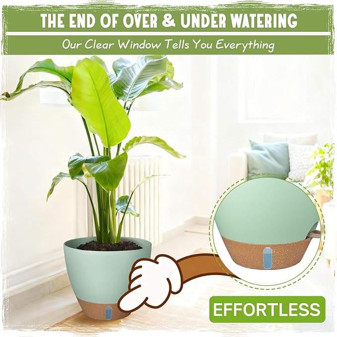 Self-Watering Pots for Indoor Plants 4 Pack, 6/8/10/12 Inch Outdoor Planters - Image 4