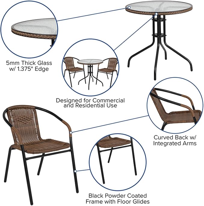 Flash Furniture Lila 28'' Round Glass Metal Table - Image 7