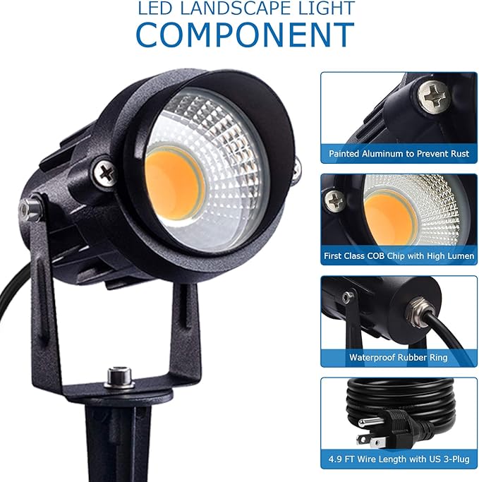 SUNVIE LED Outdoor Spotlight 12W Landscape Lighting 120V AC Waterproof - Image 6