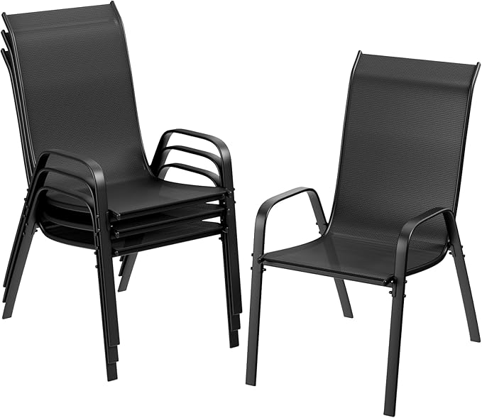 TLSUNNY Patio Chairs, Stackable Textilene Outdoor Dining Furniture by TLSUNNY