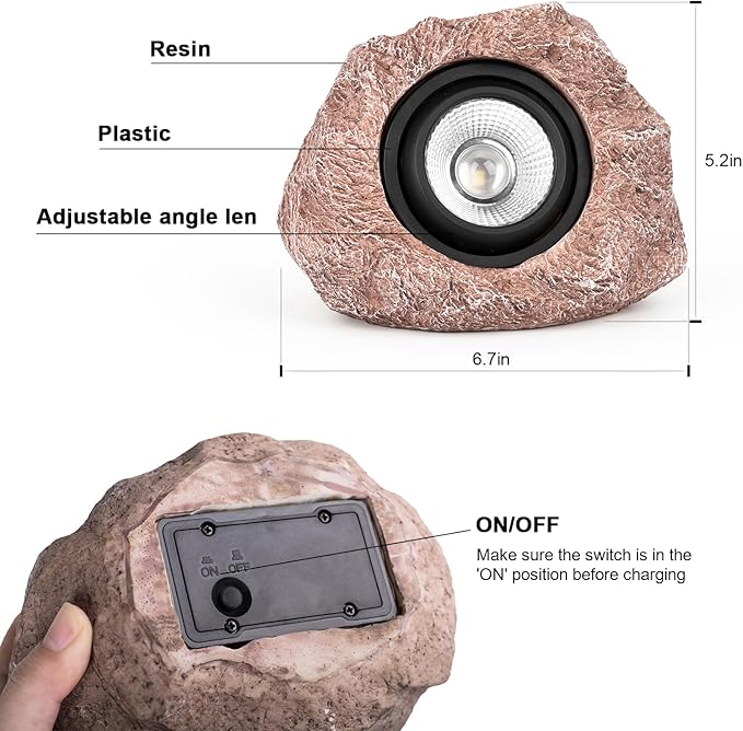 Solar Rock Lights, 4 Pack Solar Powered Waterproof LED Spotlights Decorative - Image 5