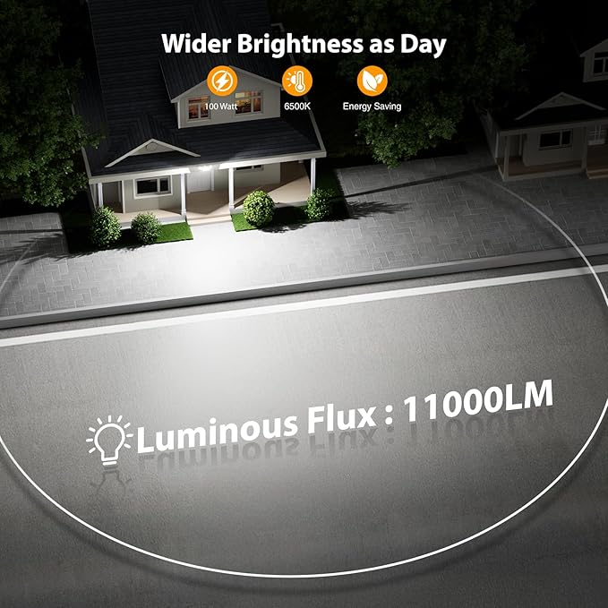 Onforu 100W 11000LM Flood Lights Outdoor, Brightness Security LED Flood Lights - Image 3
