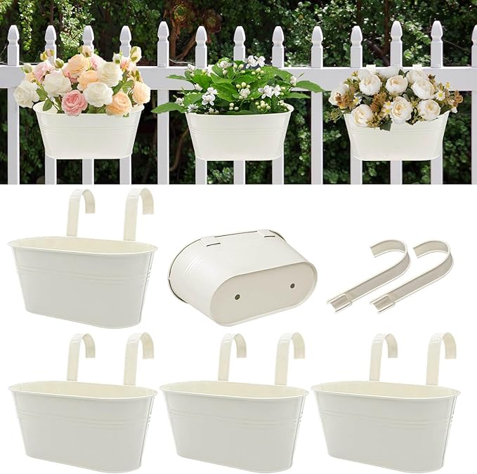 Metal Railing Planters for Outdoor Plants by vensovo