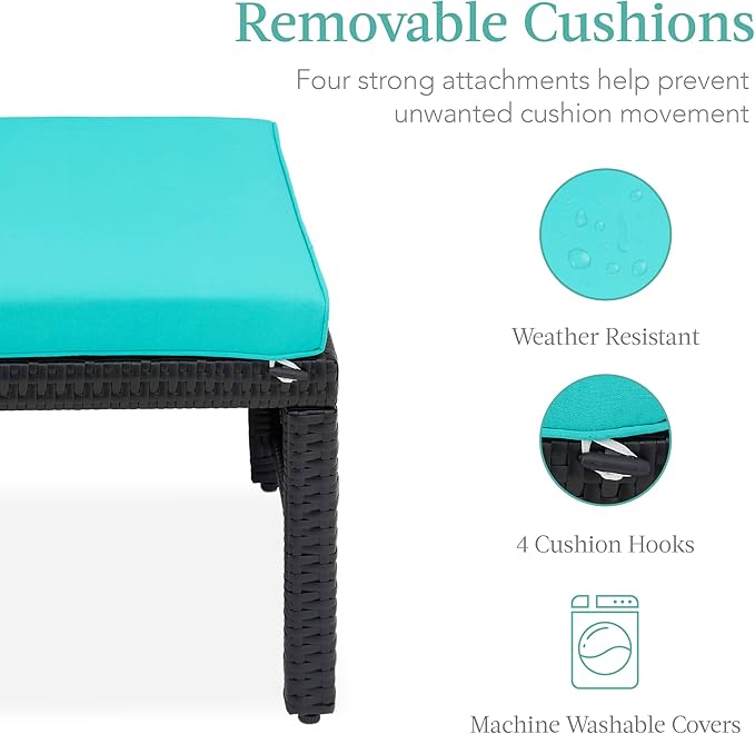 Best Choice Products Set of 2 Wicker Ottomans, Additional Seating, Side Table - Image 7
