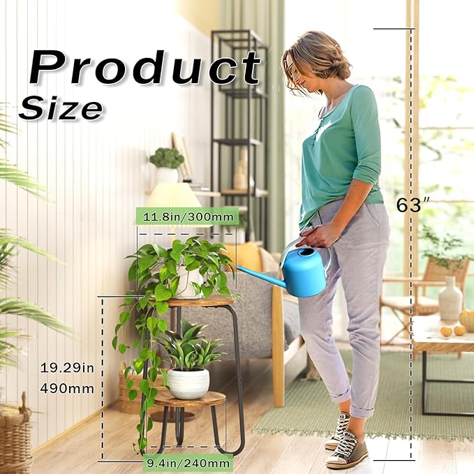 2 Tier Wood Plant Stand Indoor, Small Round Flower Pot Stand, 19.6" Tall Single - Image 3