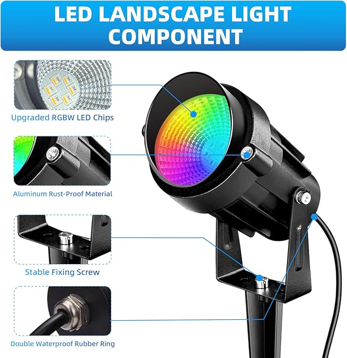 Low Voltage Landscape Lighting, 12V-24V RGBW Color Changing Landscape Lights - Image 3