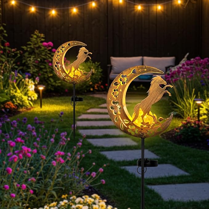 JOBOSI Solar Moon Horse Decorative Light Gift, Portable Decorative Ground Stake - Image 6