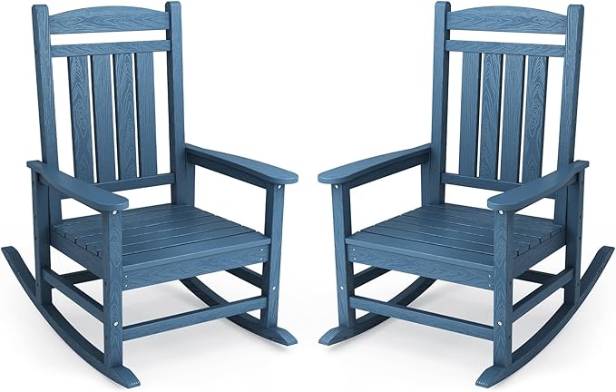 KINGYES Oversized Patio Rocking Chair Set of 2, High Density Polyethylene by KINGYES