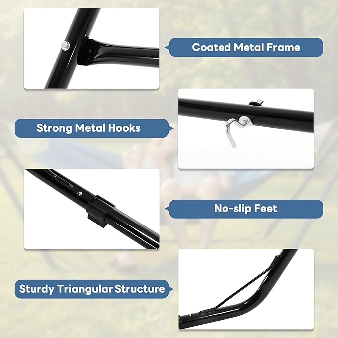DUMOS Universal Double Hammock Stand Only, Heavy Duty Hammock Stands - Image 5