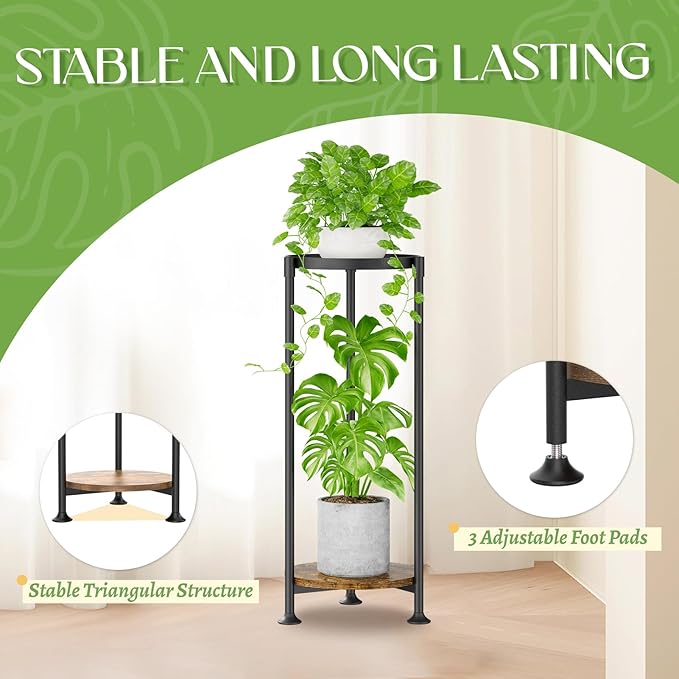 iDavosic.ly 2 Tier Corner Plant Stand Indoor, 30 Inch Tall Vertical Metal - Image 5