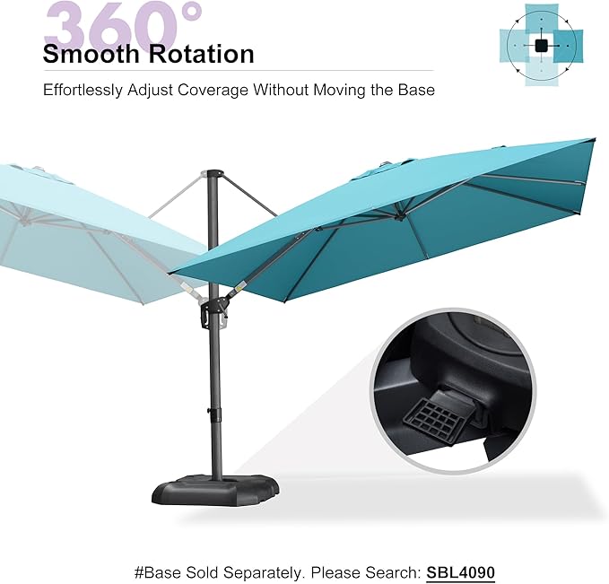 PURPLE LEAF 10 Feet Patio Umbrella Outdoor Cantilever Square Umbrella Aluminum - Image 8