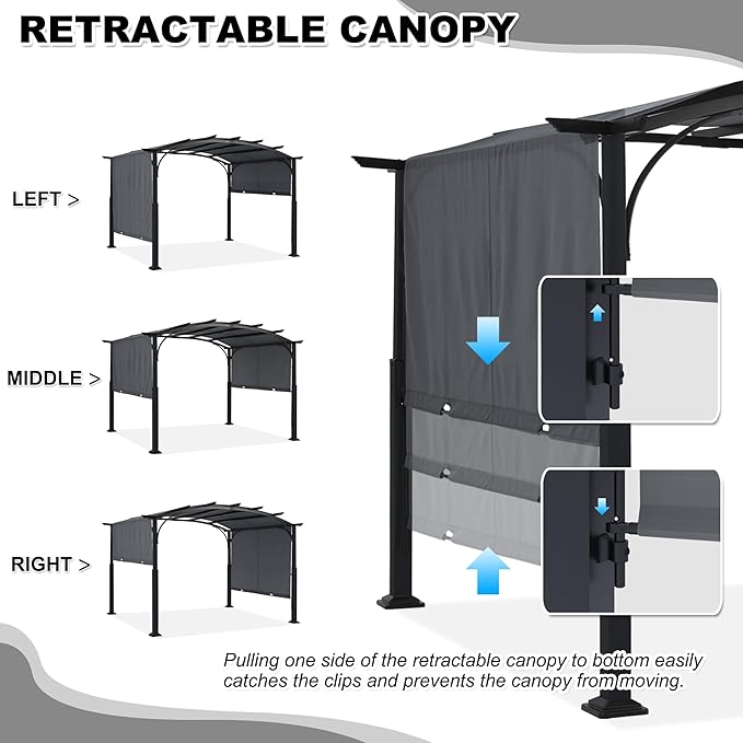 MASTERCANOPY 10x12ft Outdoor Retractable Pergola - Image 4