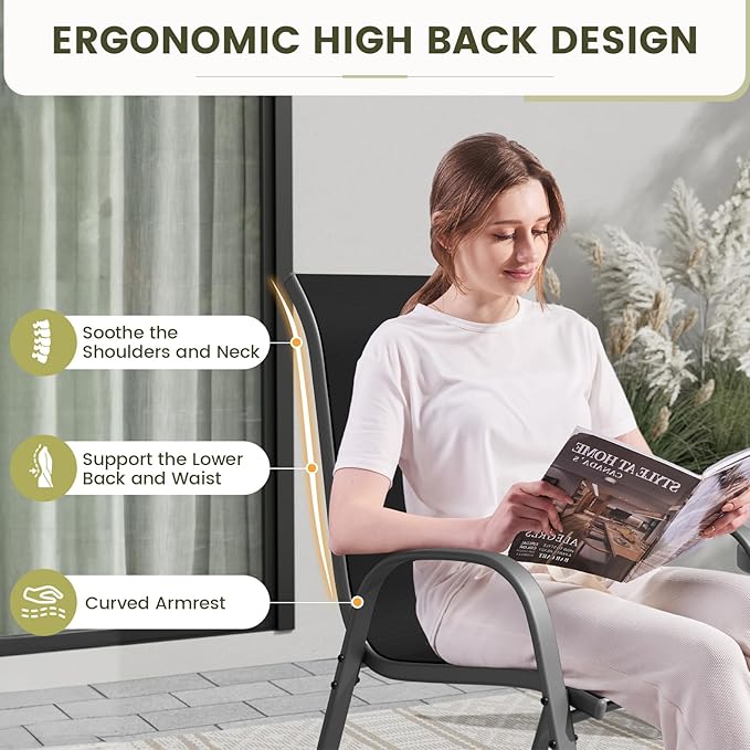 UDPATIO Patio Chairs Set of 8, Stackable Outdoor Dining Chairs - Image 7