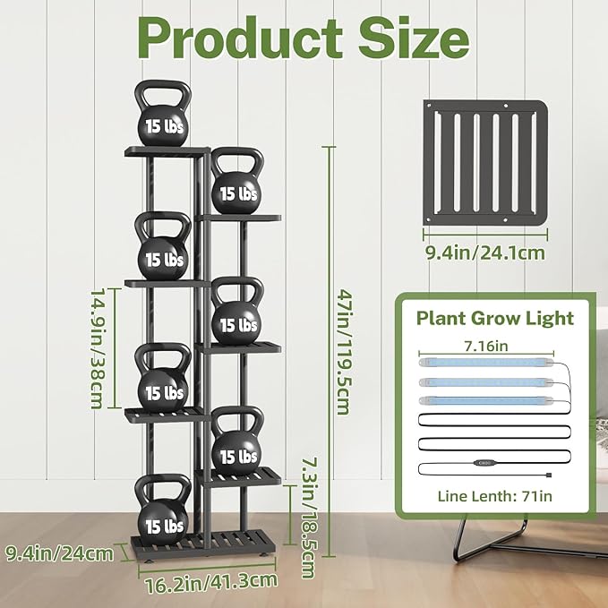 iDavosic.ly Plant Stand with Grow Light Indoor Outdoor, 6-Tier Tall Metal - Image 3