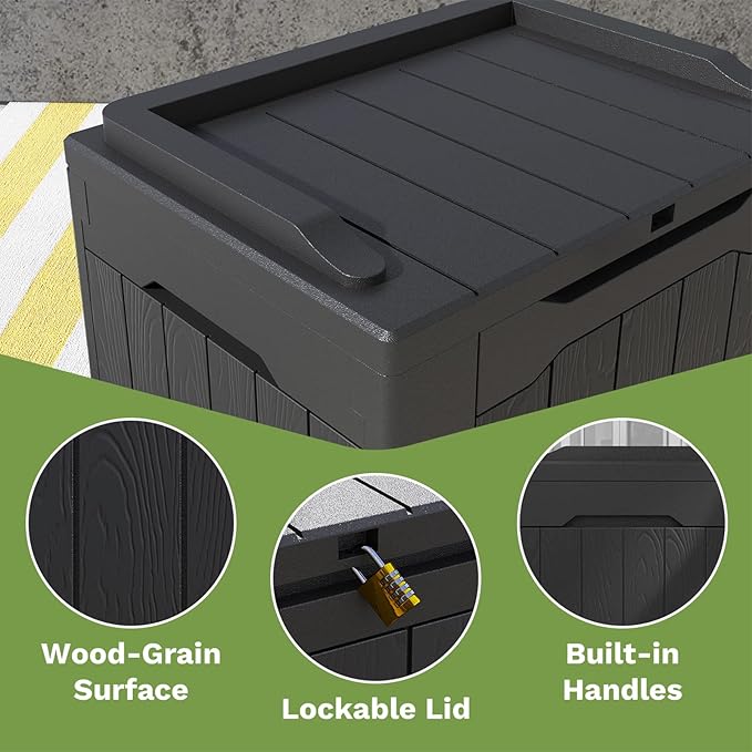 Patiowell 30 Gallon Resin Deck Box, Outdoor Storage Box - Image 4