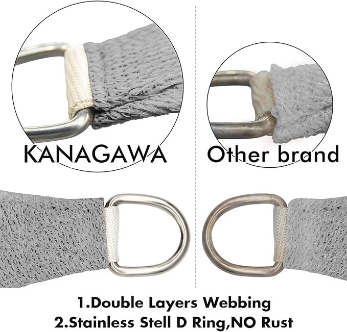 KANAGAWA Sun Shade Sail 10'x13' Gray Rectangle UV Block Canopy Awning Shelter - Image 4