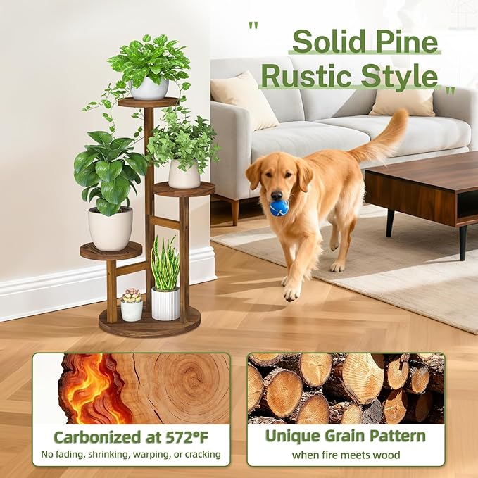 iDavosic.ly 3 Tier Plant Stand Indoor, Tiered Corner Wood Multiple Flower - Image 2