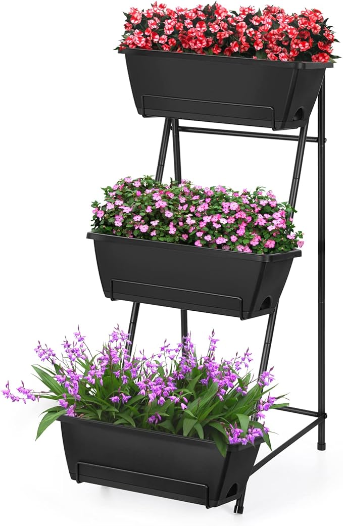 Vertical Raised Garden Bed 3 Tier Elevated Garden Planters Stand Up Garden by BTY