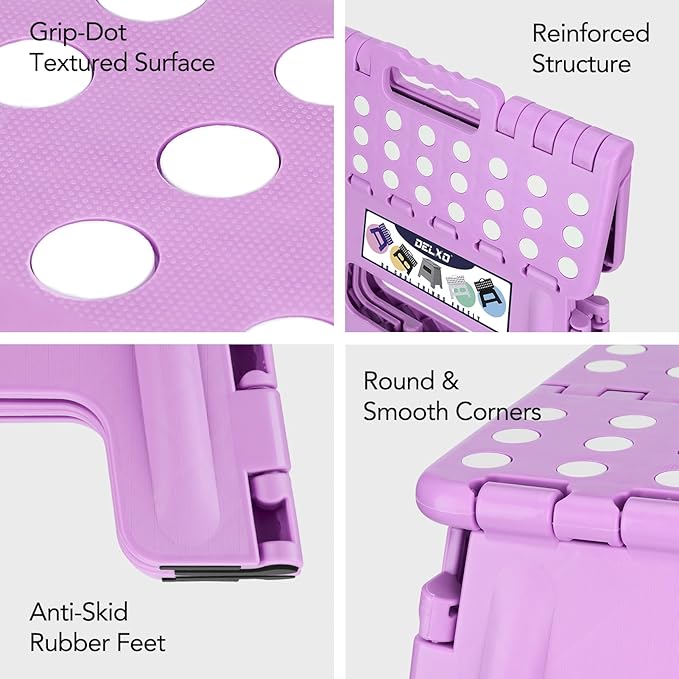 Delxo 13 inch Folding Step Stool, Non-Slip Foldable Stools Up to 300 LBS - Image 8