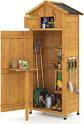 Goplus All-in-One Storage Shed, Vertical Utility Tool Organizer w/Shelves & by Goplus
