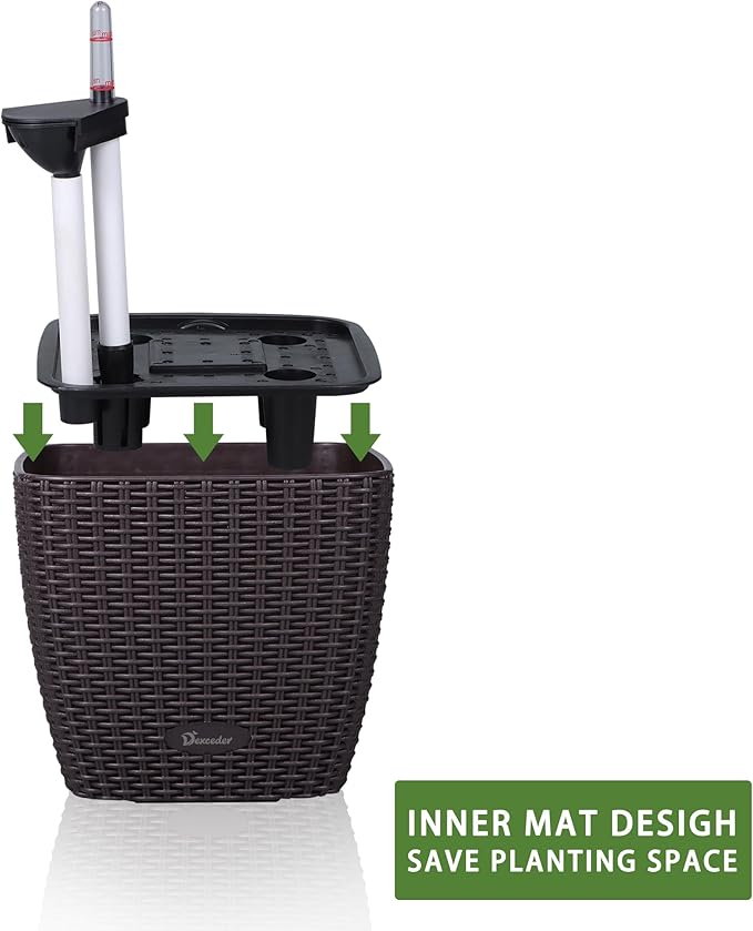 Dexceder 11x10 Self Watering Planter Indoor Outdoor, Inner Mat Design, - Image 4