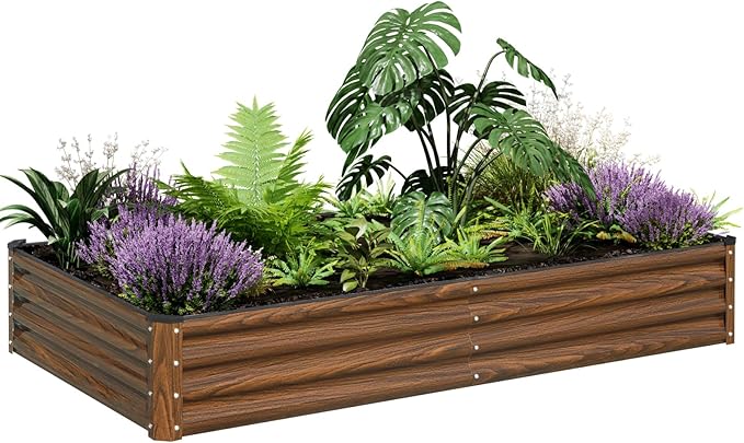 SnugNiture Galvanized Raised Garden Bed 6x3x1FT Outdoor Large Metal Planter Box by snugniture