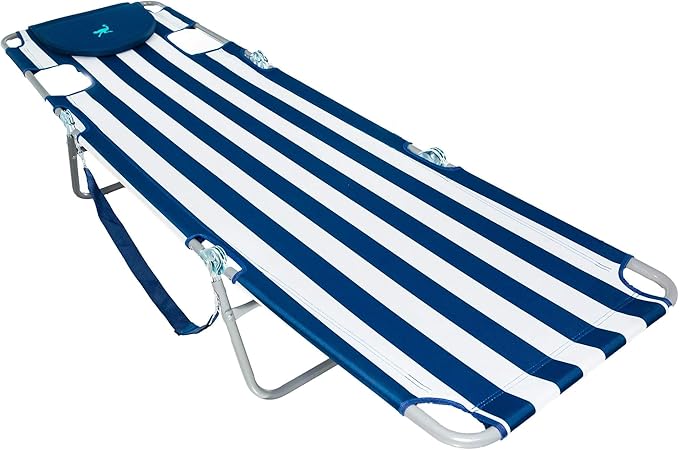 Ostrich Chaise Lounge Blue and White Striped - Image 8