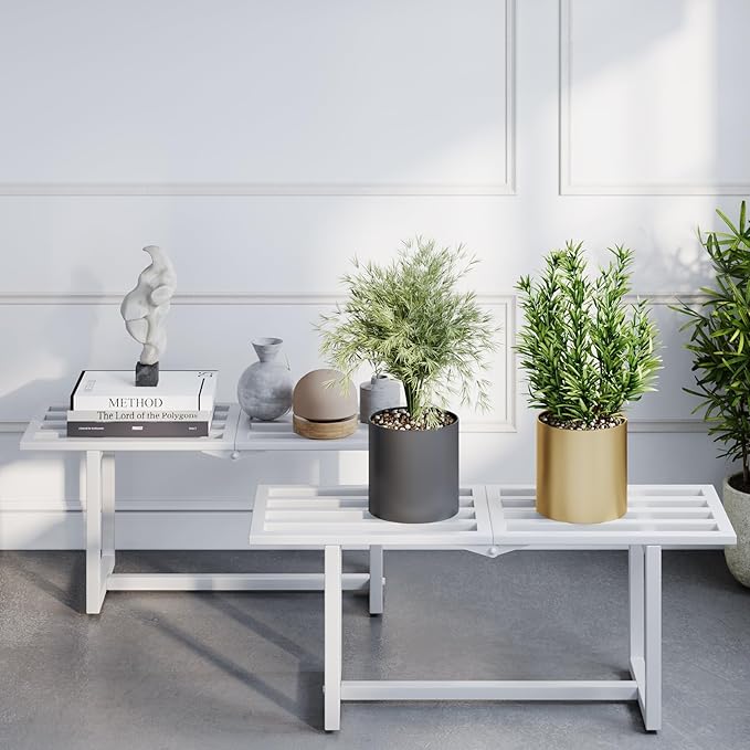 Modern Outdoor Plant Stand for Indoor Corner, Foldable Metal Plant Display by HomecourtyardsInterio