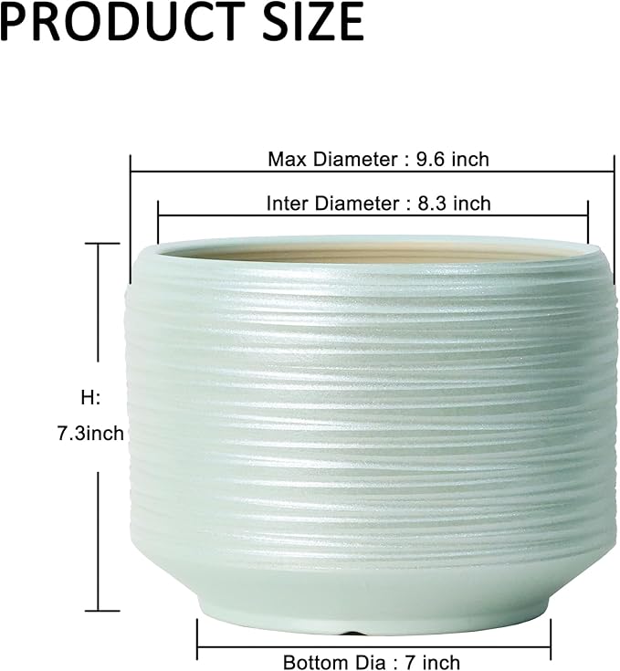 10 Inch Ceramic Plant Pot with Drainage – Large Flower Pot - Image 5