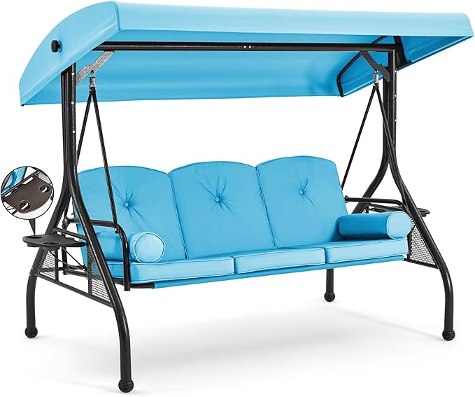 HOMREST 3 Seat Outdoor Porch Swing by HOMREST