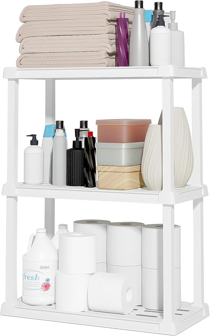 IRIS USA 3-Shelf Light Duty Plastic Storage Shelves, 150lb Capacity, Medium by IRISUSA
