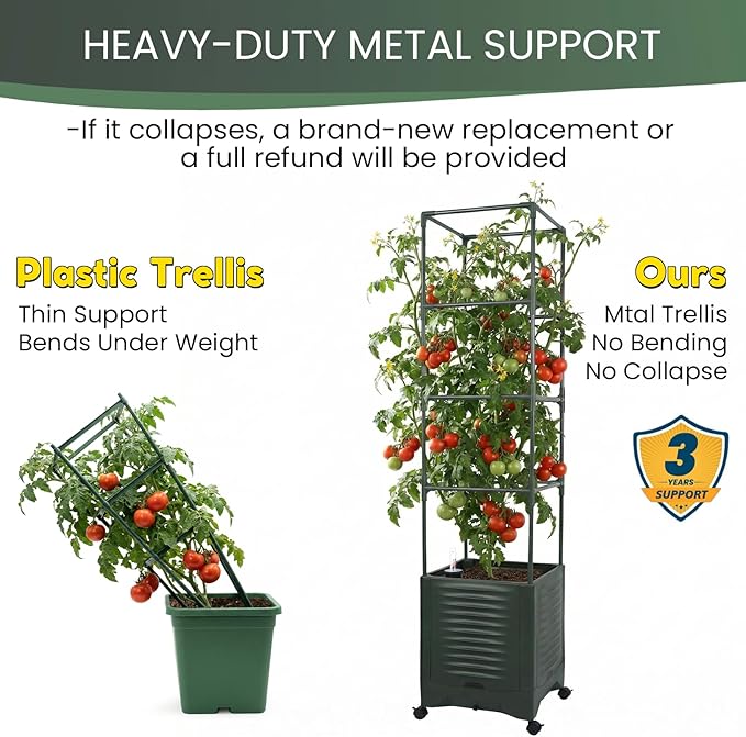 Tomato Planter Pot Tomato Box Raised Garden Bed 56.5" Tall Self-Watering and - Image 3