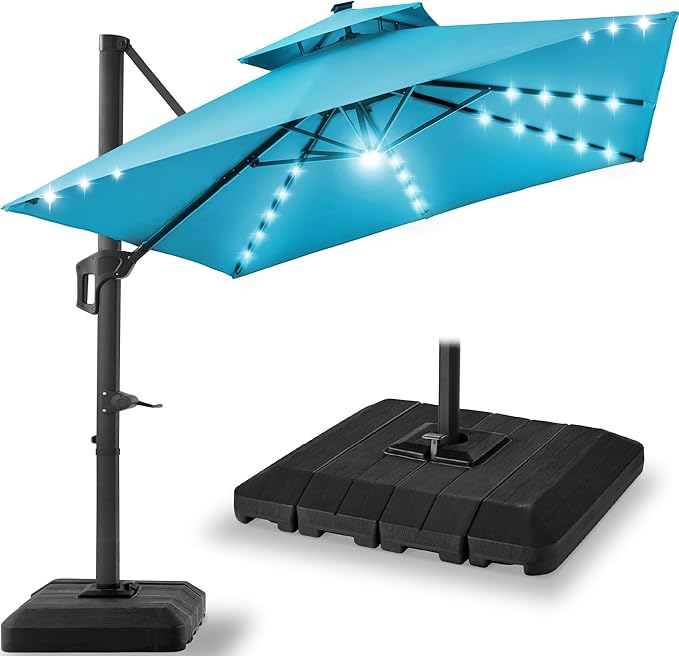 Best Choice Products 9x12ft LED Cantilever Patio Umbrella w/Base Included & by BestChoiceProducts