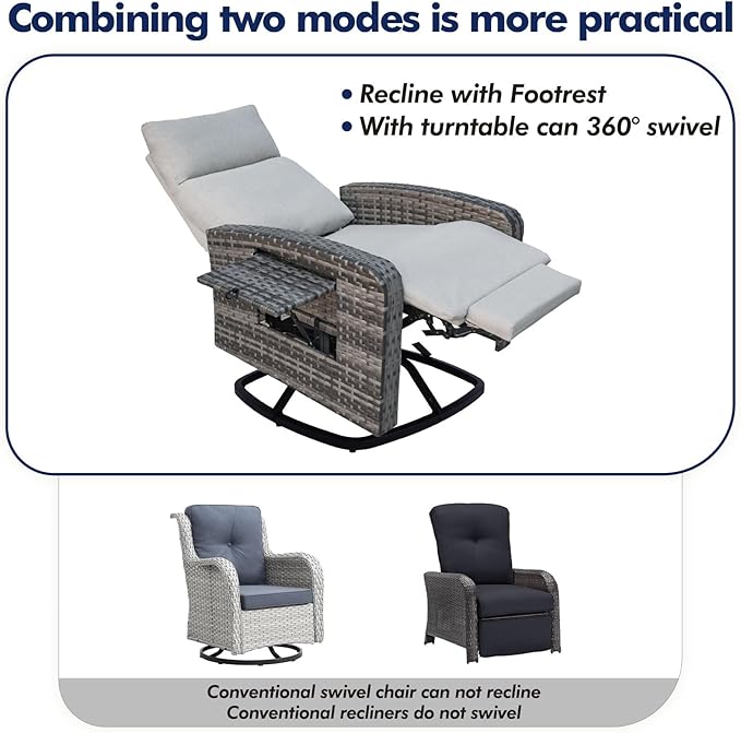 Outdoor Recliner Chair, Wicker Patio Recliners - Image 6
