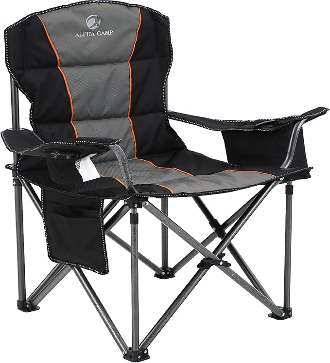 ALPHA CAMP Heavy Duty Camping Chair 500LBS Capacity, Oversized Folding Chair by ALPHACAMP