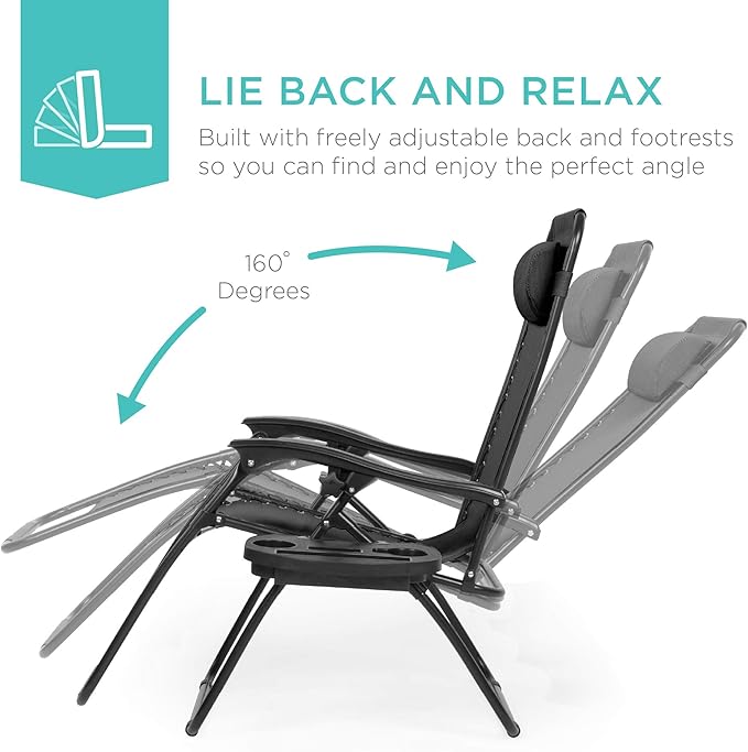 Best Choice Products Set of 2 Adjustable Steel Mesh Zero Gravity Lounge Chair - Image 4