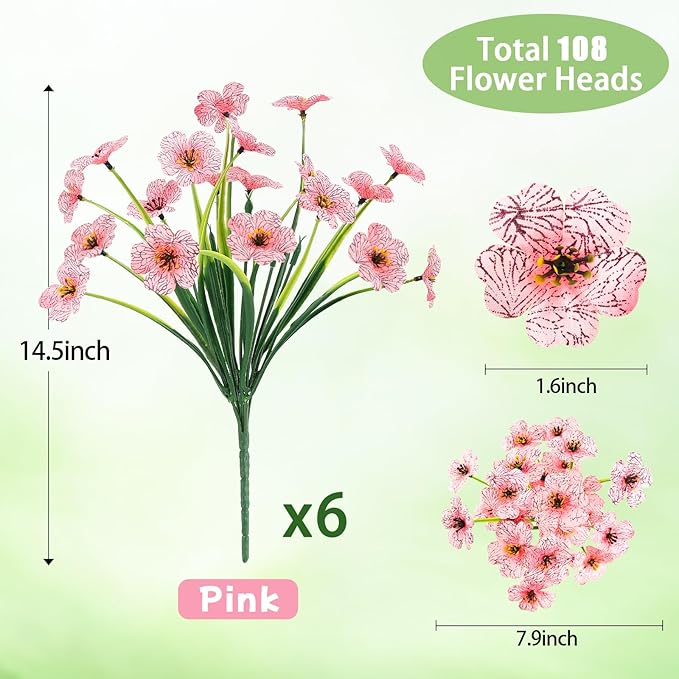 MACTING Artificial Flowers for Outdoors 6 Bundles UV Resistant Fake Flowers No - Image 5