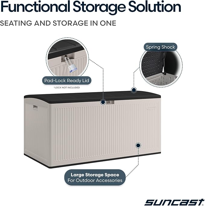 Suncast 160-Gal. Resin Extra-Large Outdoor Patio Deck Box - Image 5