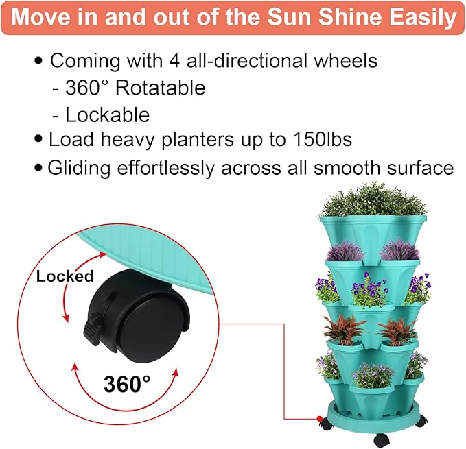 GameXcel Vertical Planter 5 Tier Stackable Planters Garden Planters Strawberry - Image 6