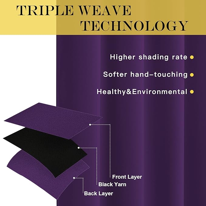 NICETOWN Patio Door Curtain Sound Blocking, Bedroom Privacy Room Divider Curtain - Image 3
