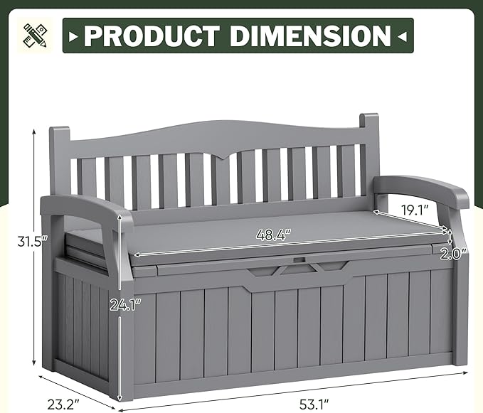 Flamaker 80 Gallon Storage Bench - Image 3