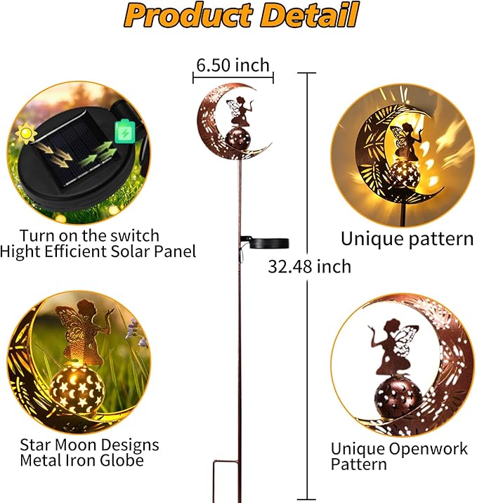 ZKLiLi Christmas Garden Solar Lights Pathway Stake Lights Moon Fairy - Image 5
