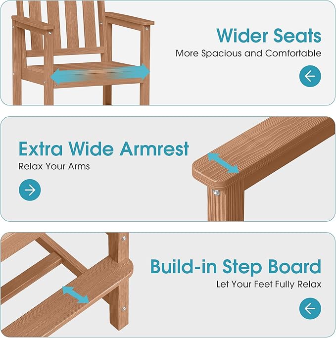 Ciokea Heavy Duty Bar Height Chair, 380lbs Outdoor Adirondack Tall Bar Chair - Image 4