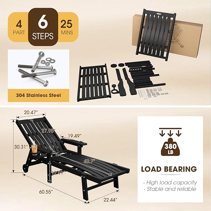 Patio Chaise Lounge Chair, Oversized Lounge Chair Outdoor - Image 2