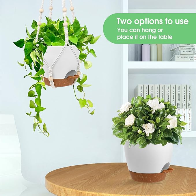 Hanging Planters for Indoor Outdoor Plants, 2 Pack Self Watering Hanging Pot - Image 4